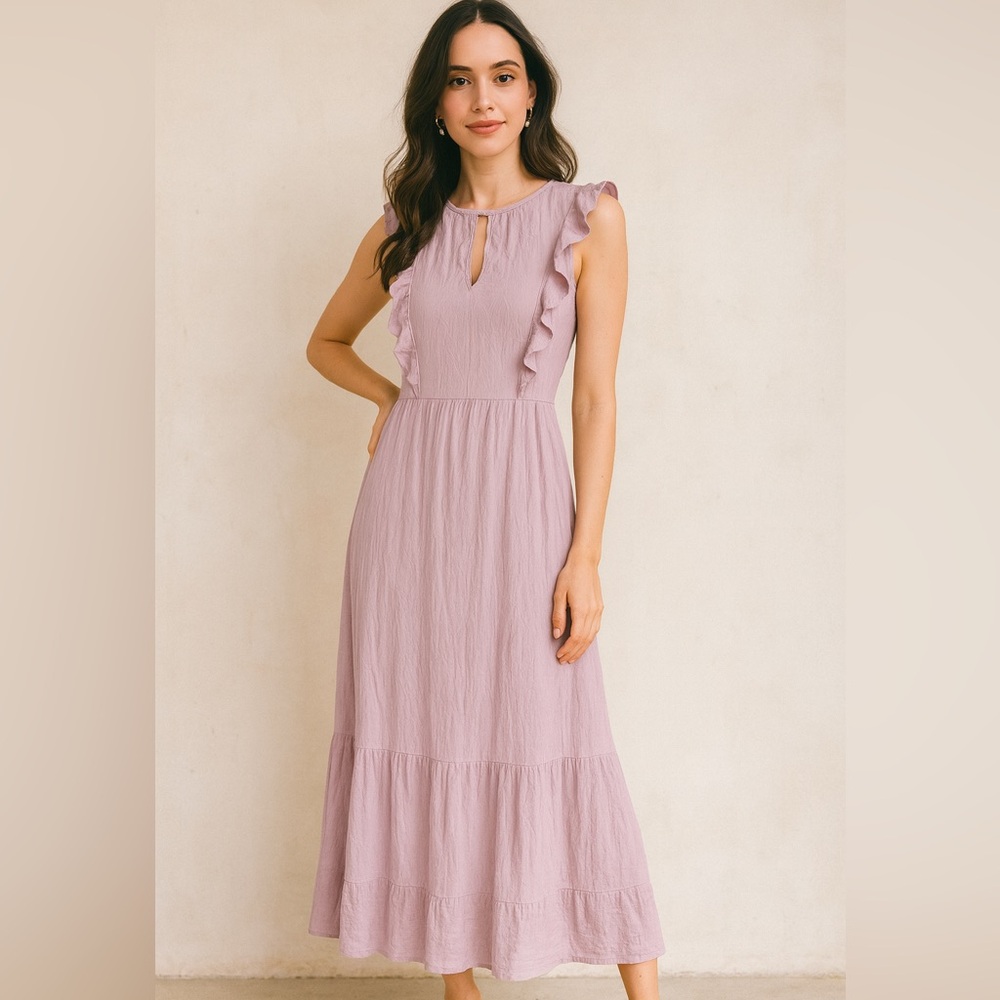 Lilac Tiered Ruffle Maxi XL Balletcore Garden Party Updated Lady Romantic Boho